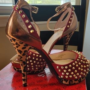 Guess Womens GABINOS Fur Open Toe Ankle Strap